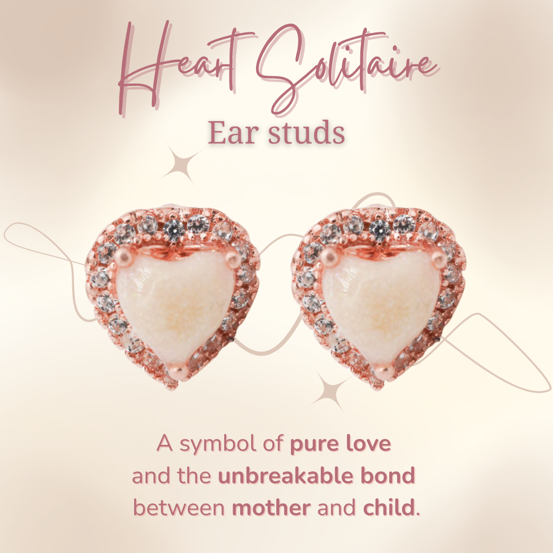 Heart Solitaire Breastmilk Ear Studs
