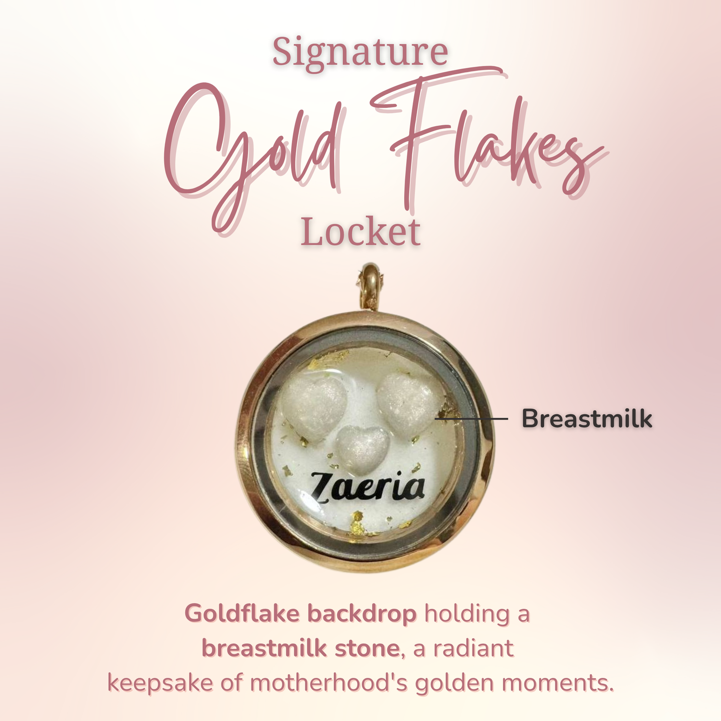 Signature Locket with Gold Flakes Background