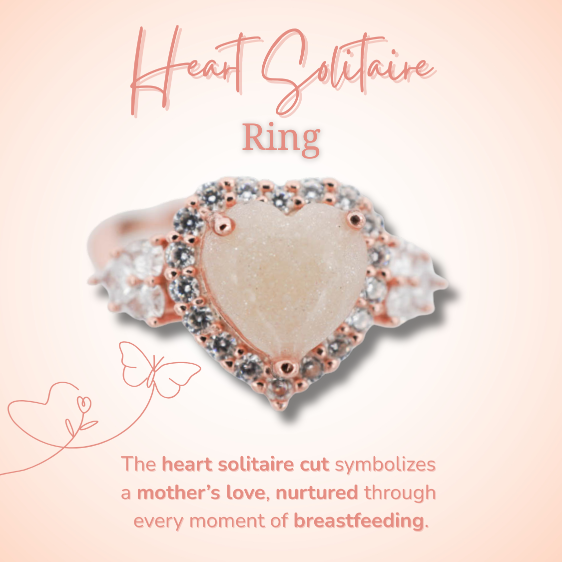 Heart Solitaire Breastmilk Ring