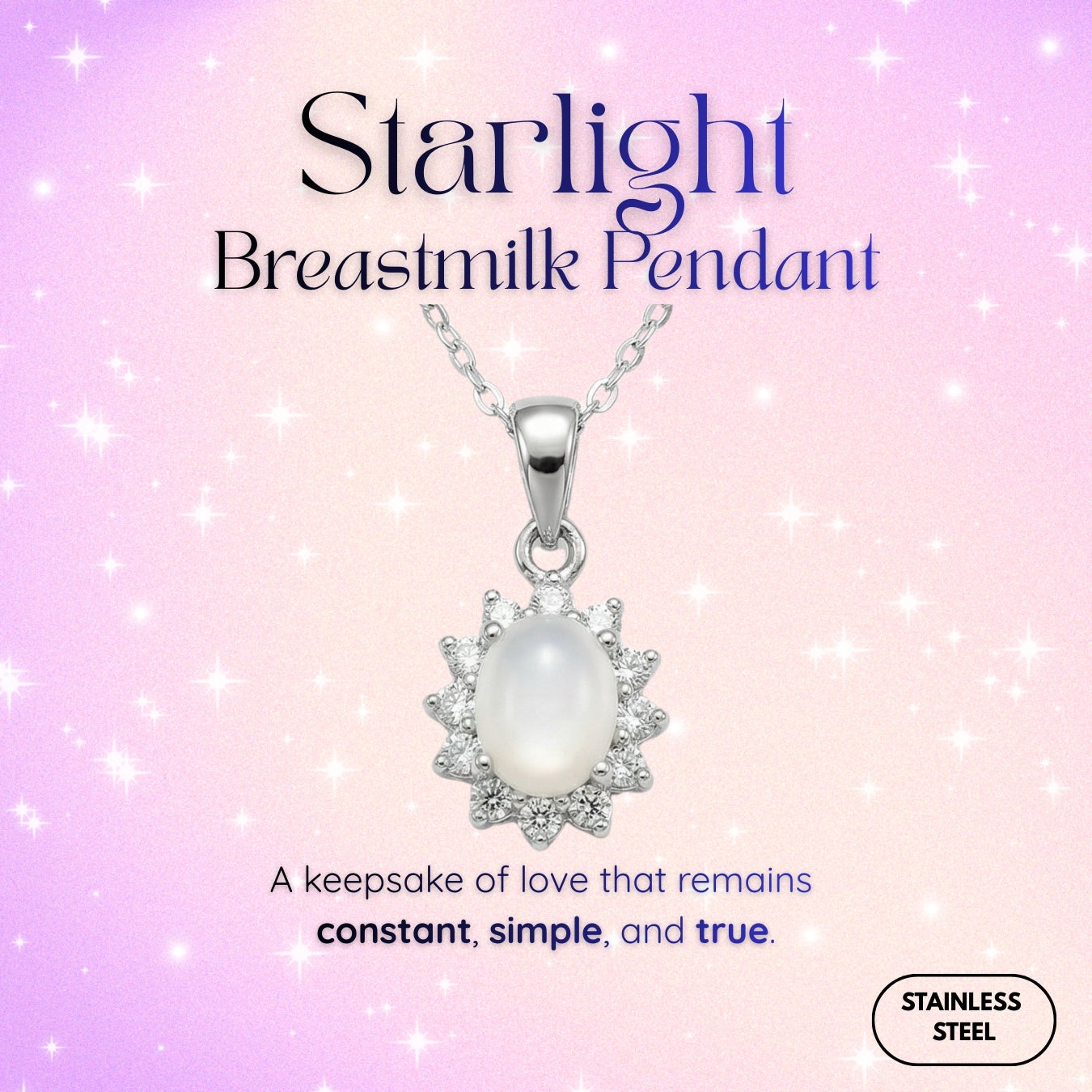 Starlight Breastmilk Pendant (Stainless Steel)