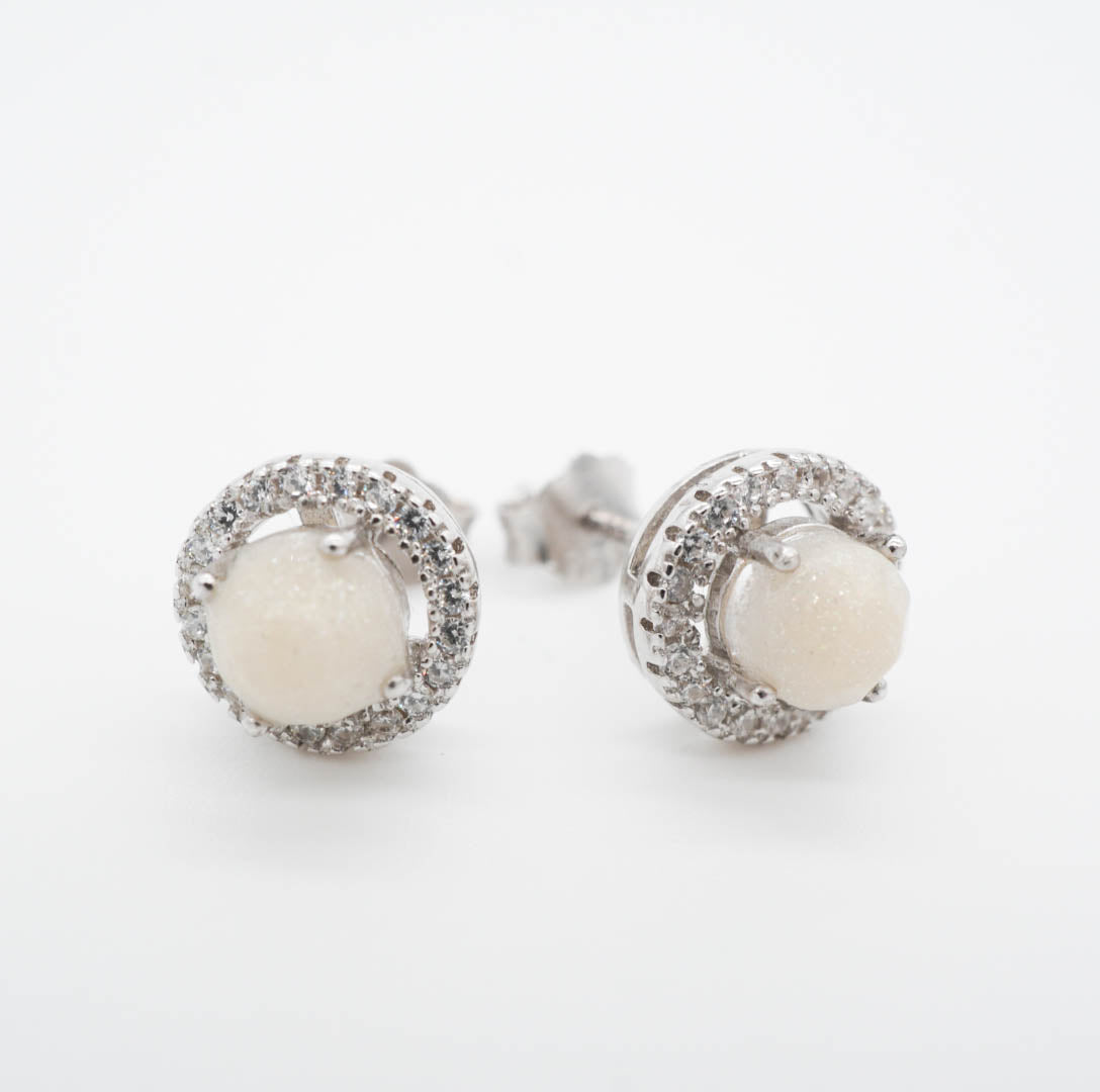 Halo Solitaire Breastmilk Ear Studs