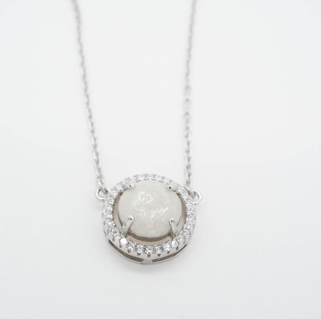 Halo Solitaire Breastmilk Necklace