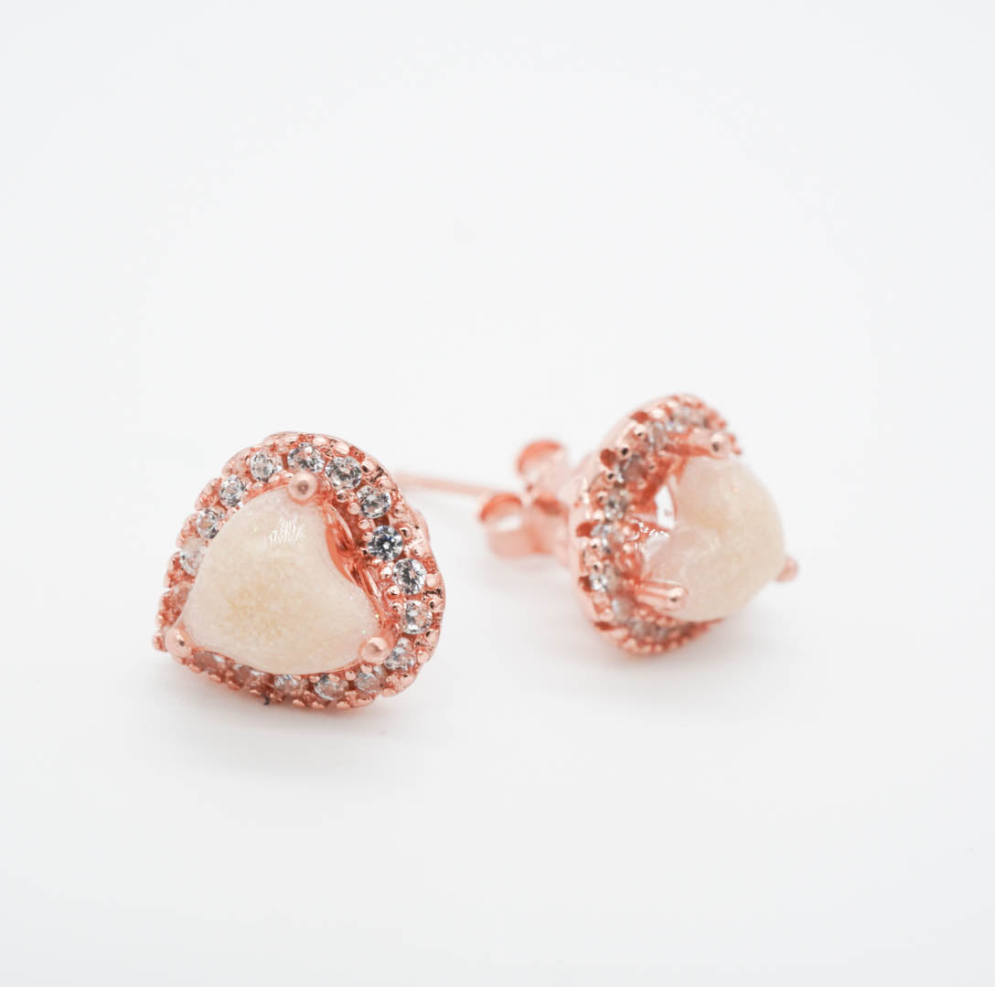Heart Solitaire Breastmilk Ear Studs