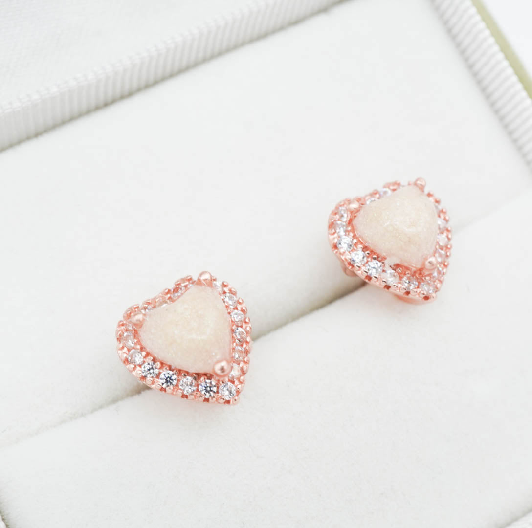 Heart Solitaire Breastmilk Ear Studs