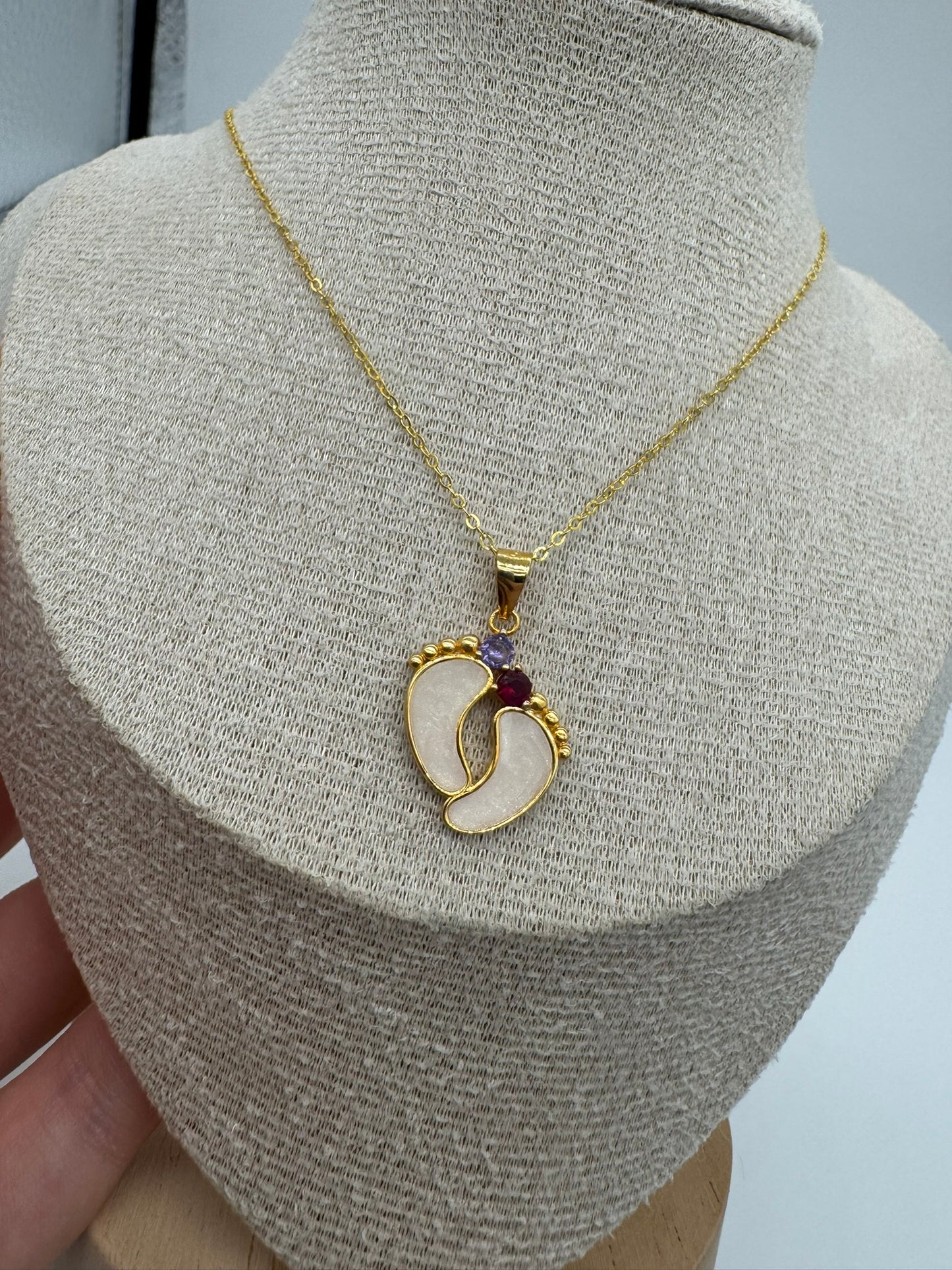 Footprint Birthstone Pendant