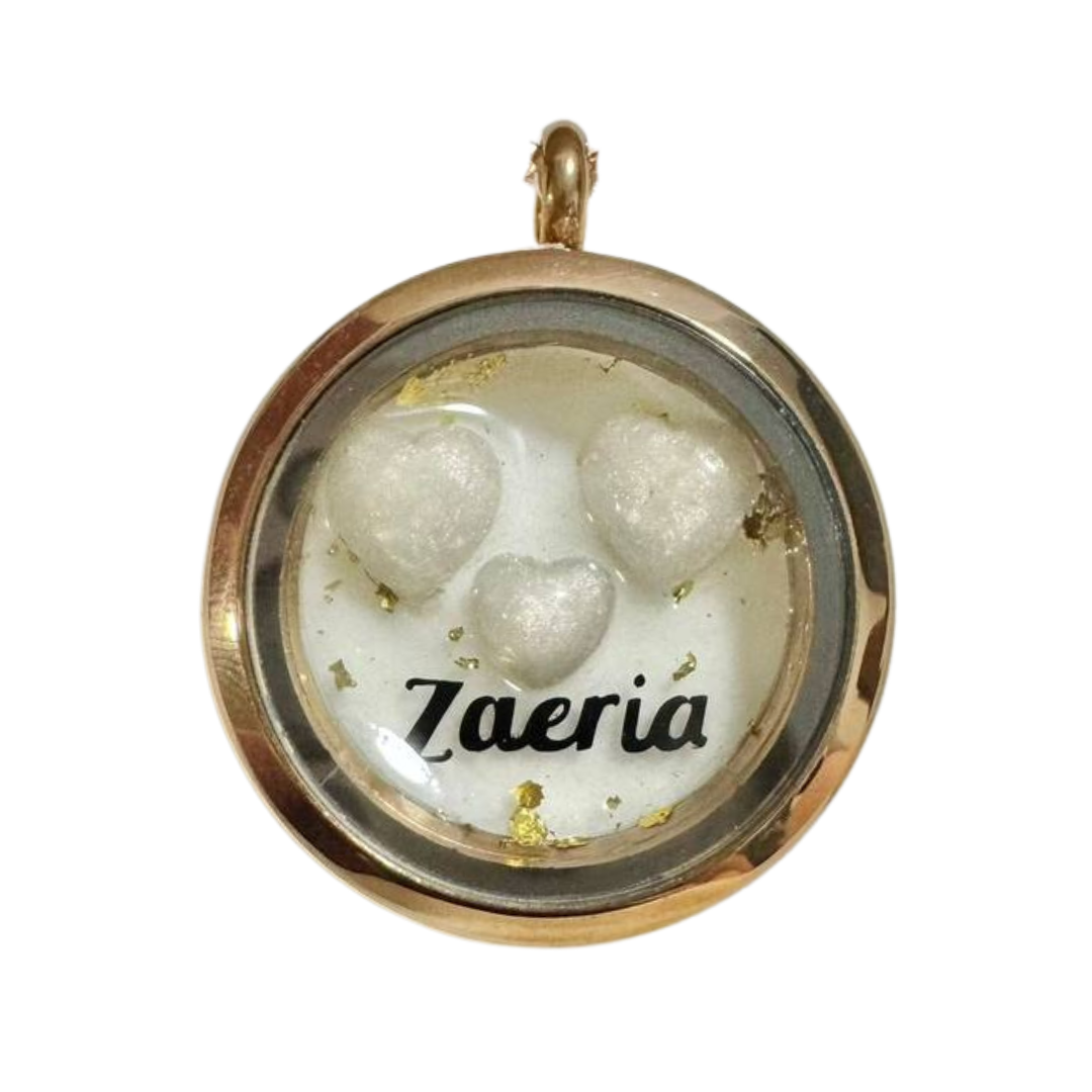 Signature Locket with Gold Flakes Background