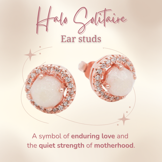 Halo Solitaire Breastmilk Ear Studs