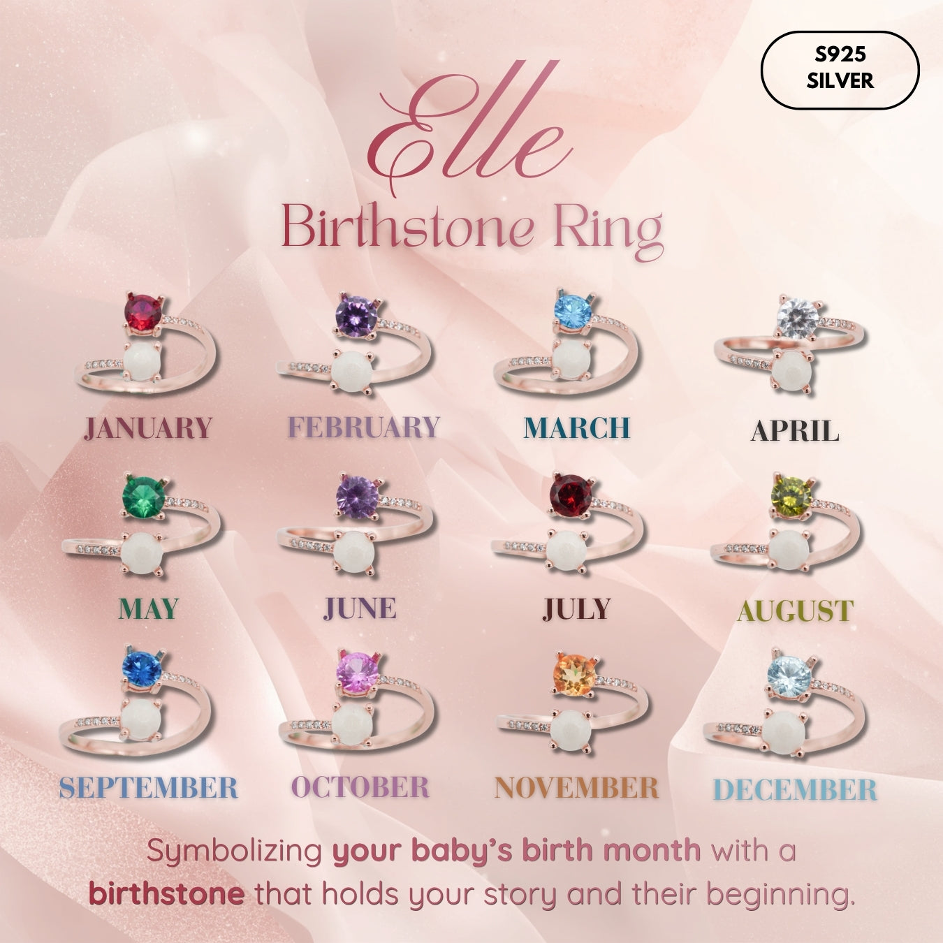 Elle Birthstone Breastmilk Ring
