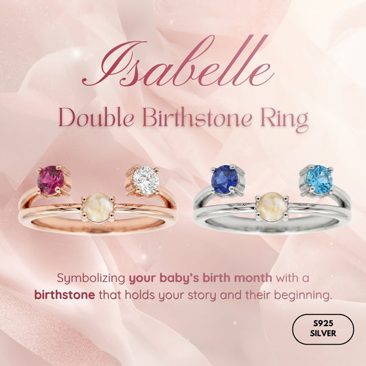 Isabelle Double Birthstone Breastmilk Ring