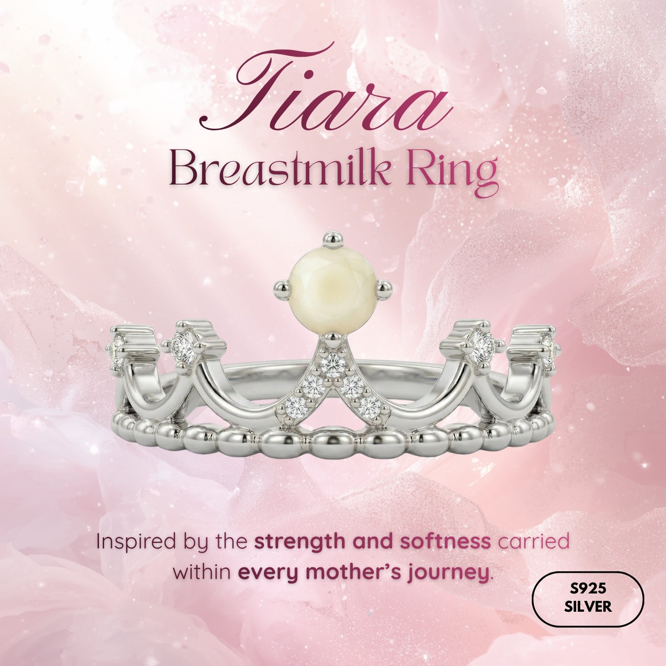 Tiara Solitaire Breastmilk Ring
