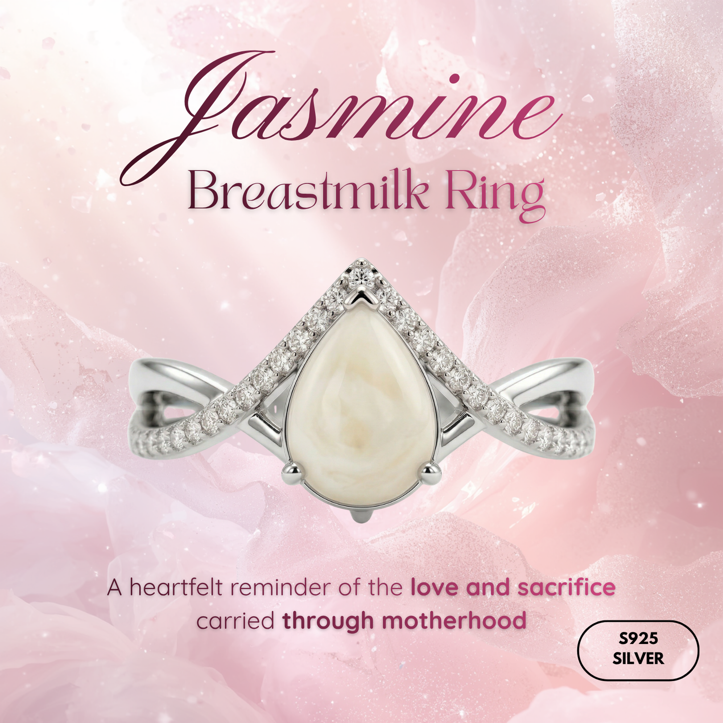 Jasmine Solitaire Breastmilk Ring