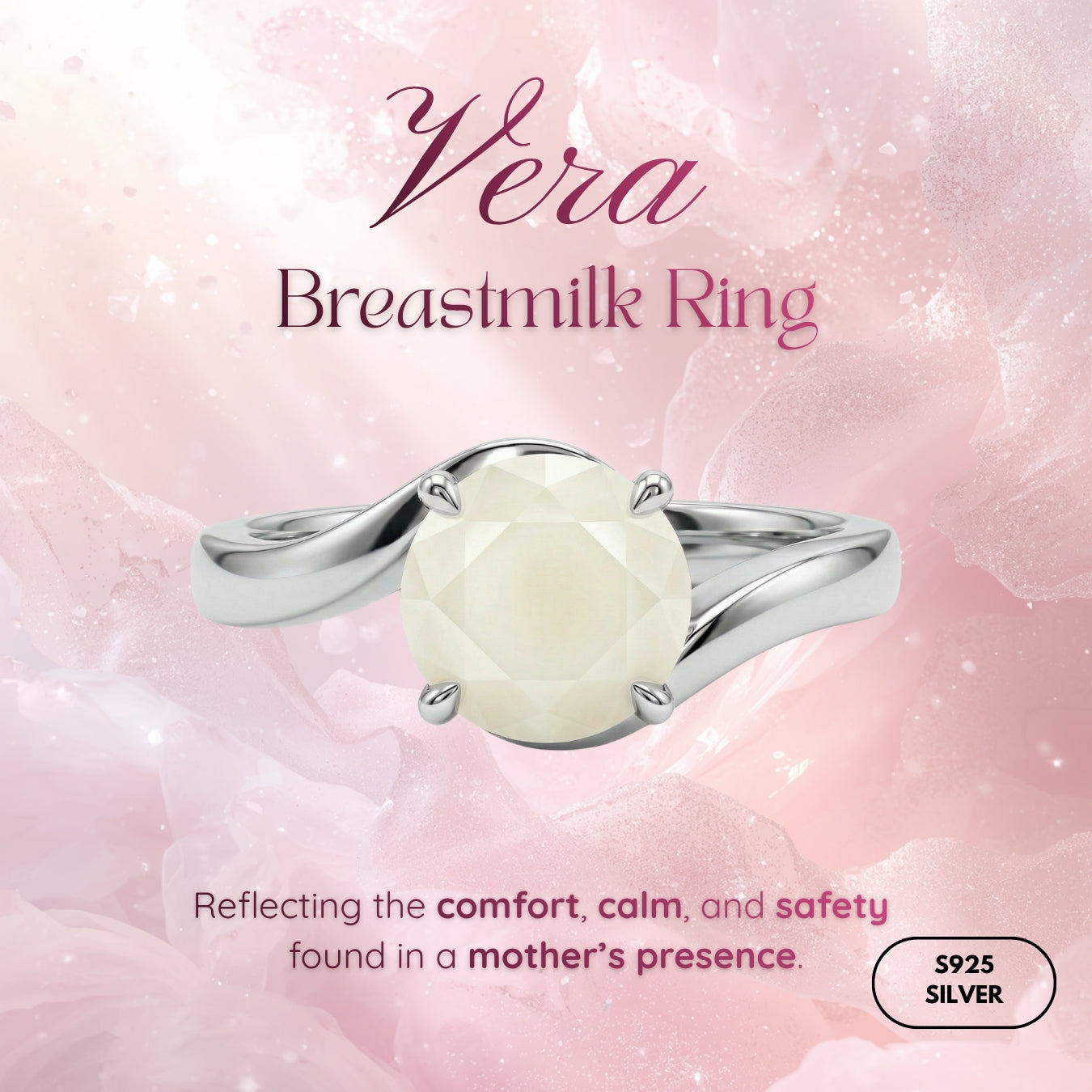 Vera Solitaire Breastmilk Ring