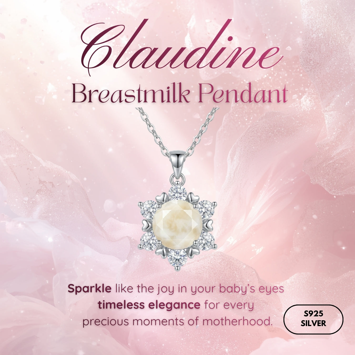 Claudine Solitaire Breastmilk Pendant