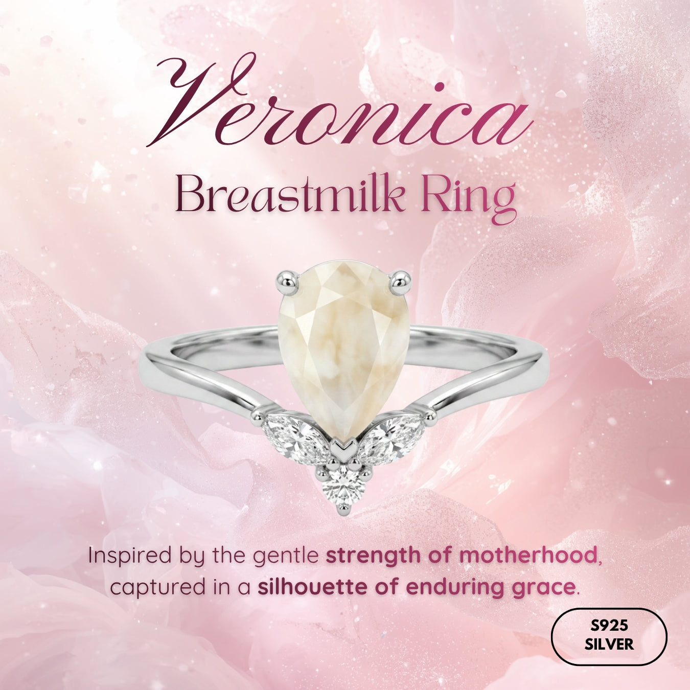 Veronica Solitaire Breastmilk Ring