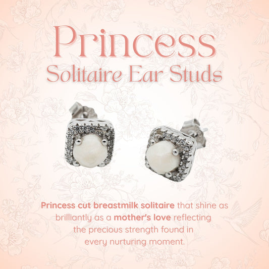 Princess Solitaire Breastmilk Ear Studs