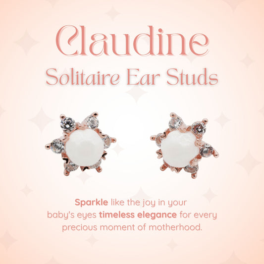 Claudine Solitaire Breastmilk Ear Studs