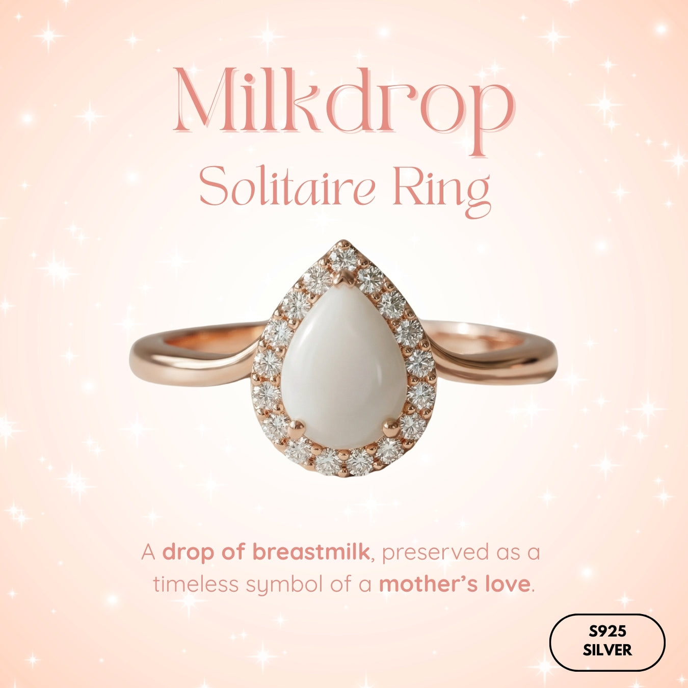 Milk Drop Solitaire Breastmilk Ring