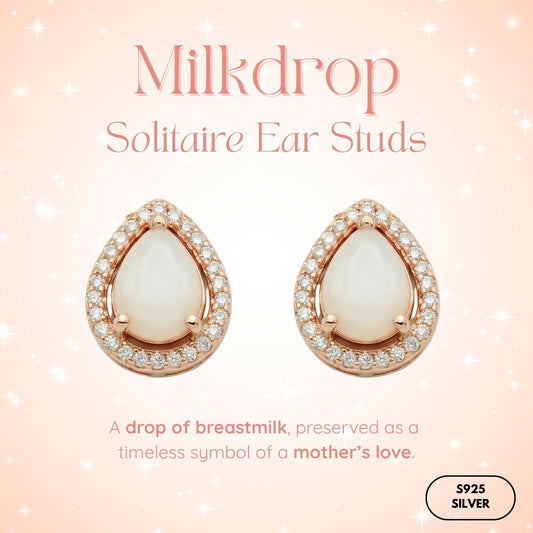 Milk Drop Solitaire Breastmilk Ear Studs