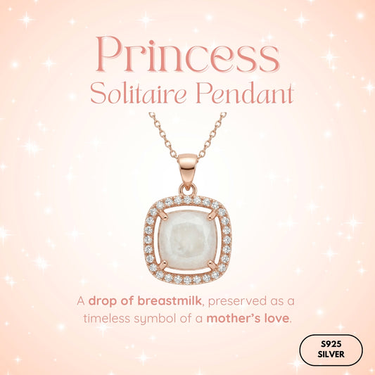 Princess Solitaire Breastmilk Pendant