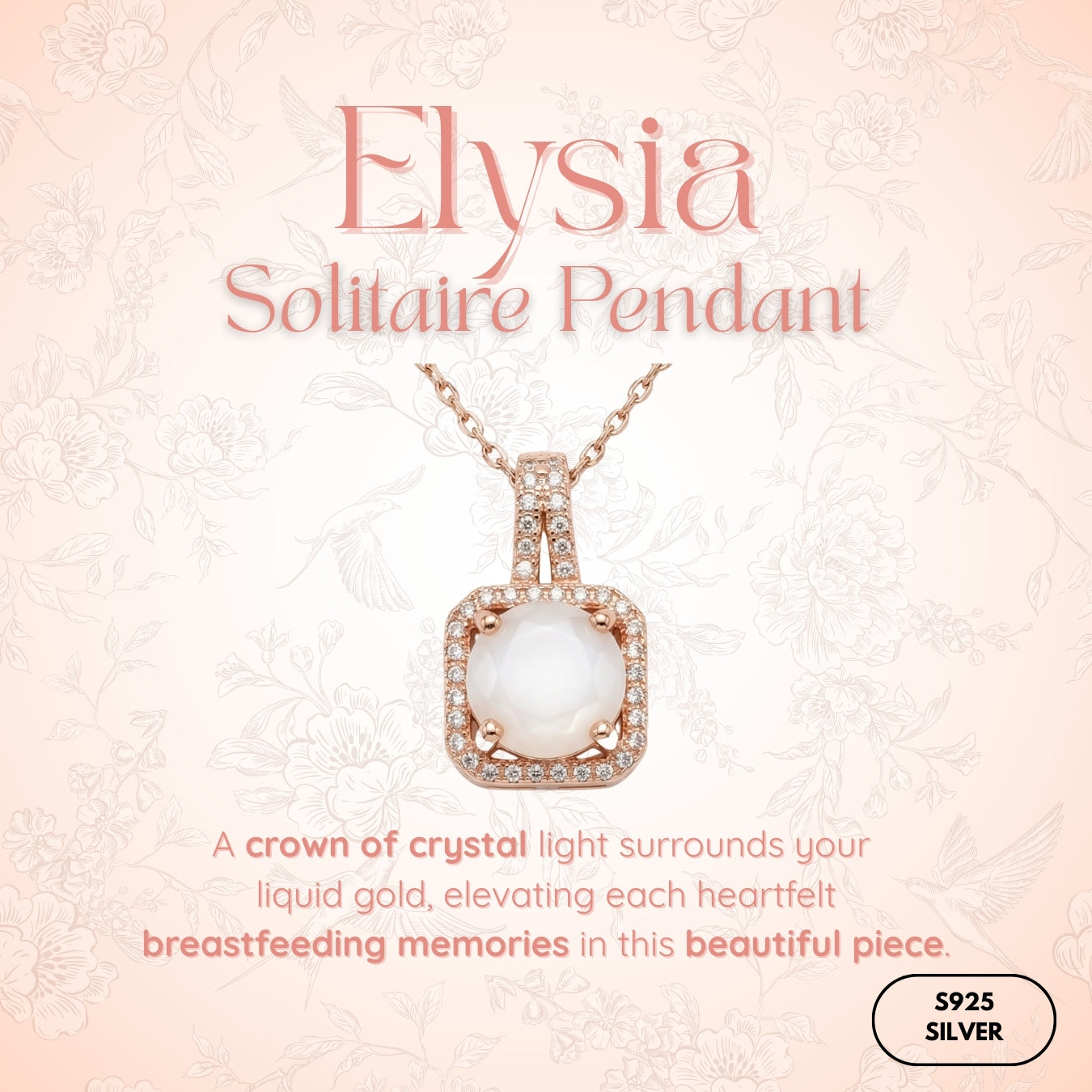 Elysia Solitaire Breastmilk Pendant