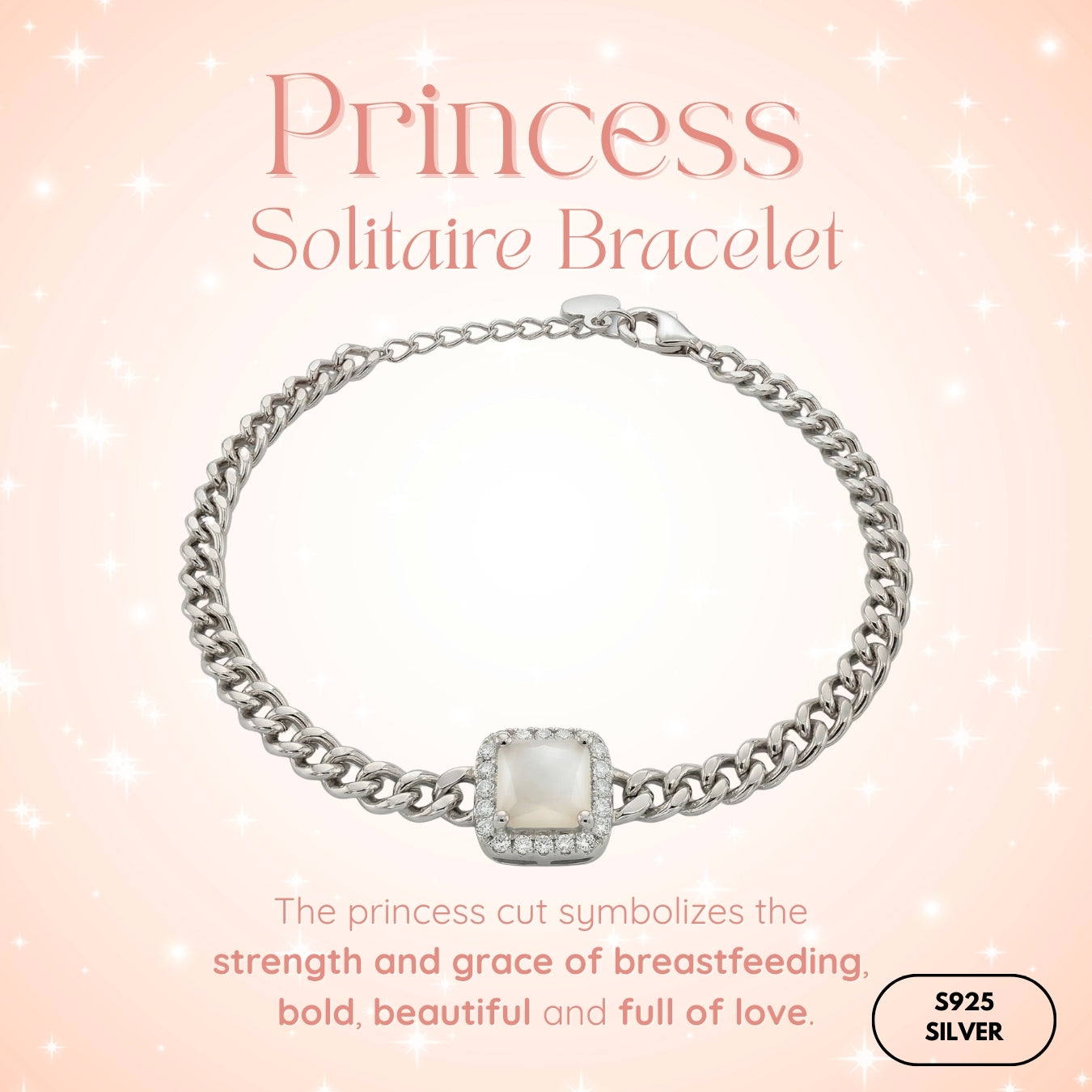 Princess Solitaire Breastmilk Bracelet