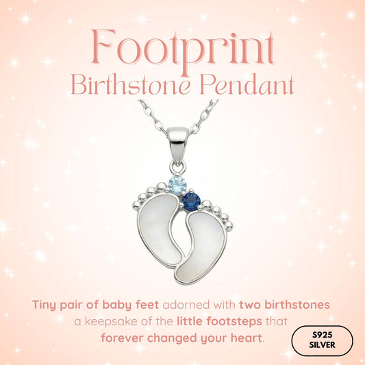 Footprint Birthstone Pendant