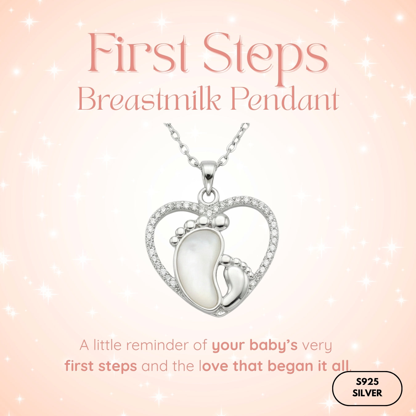 First Steps Heart Breastmilk Pendant