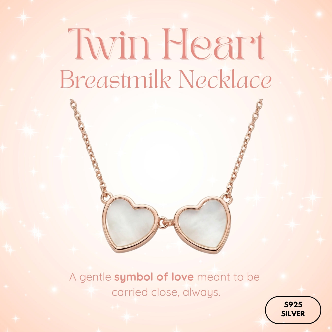 Twin Heart Breastmilk Necklace