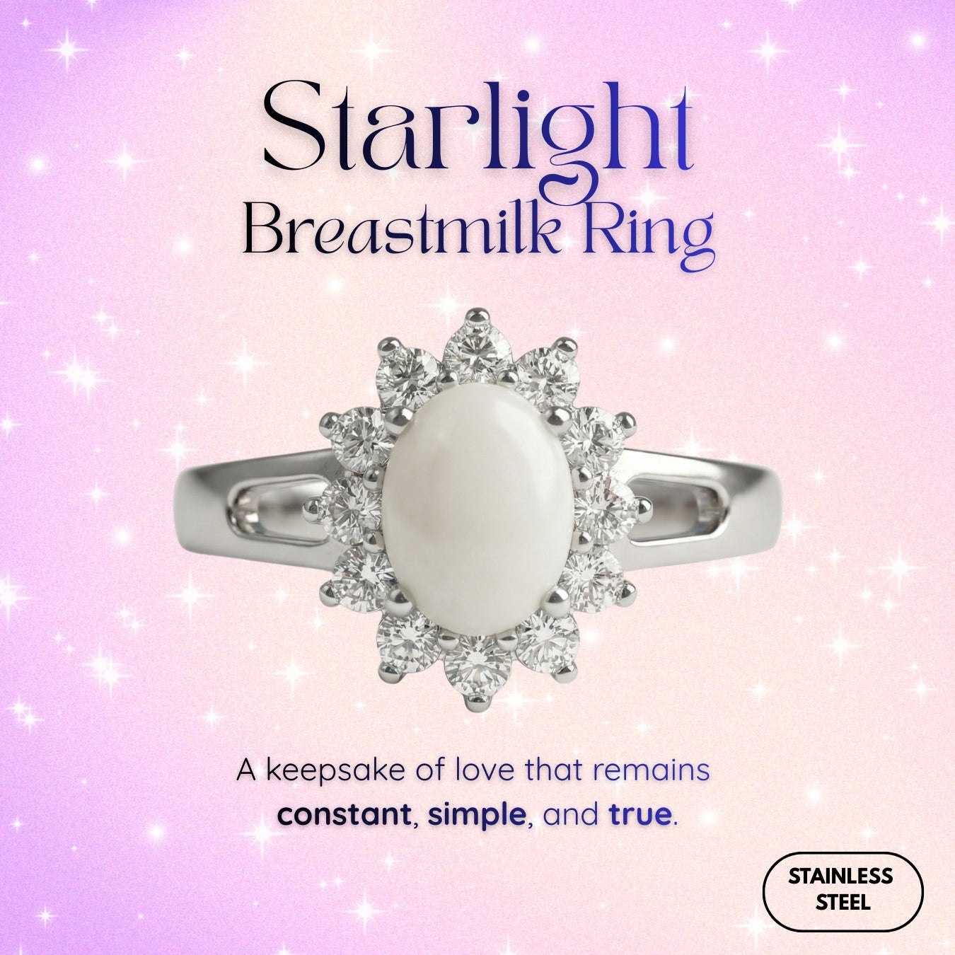 Starlight Breastmilk Ring (Stainless Steel)