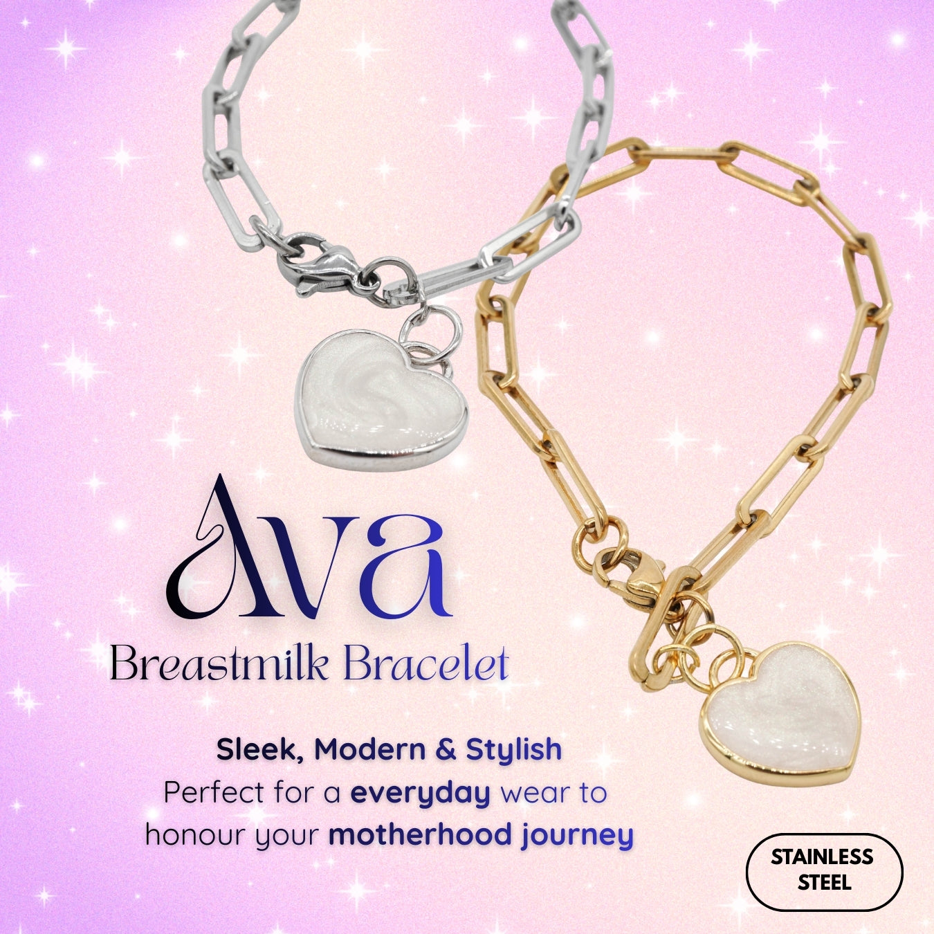 Ava Heart Breastmilk Bracelet