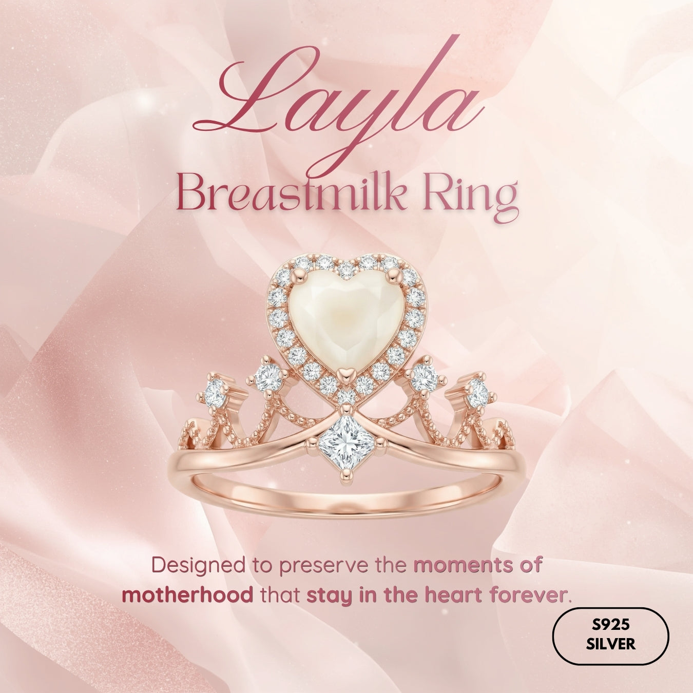 Layla Solitaire Breastmilk Ring