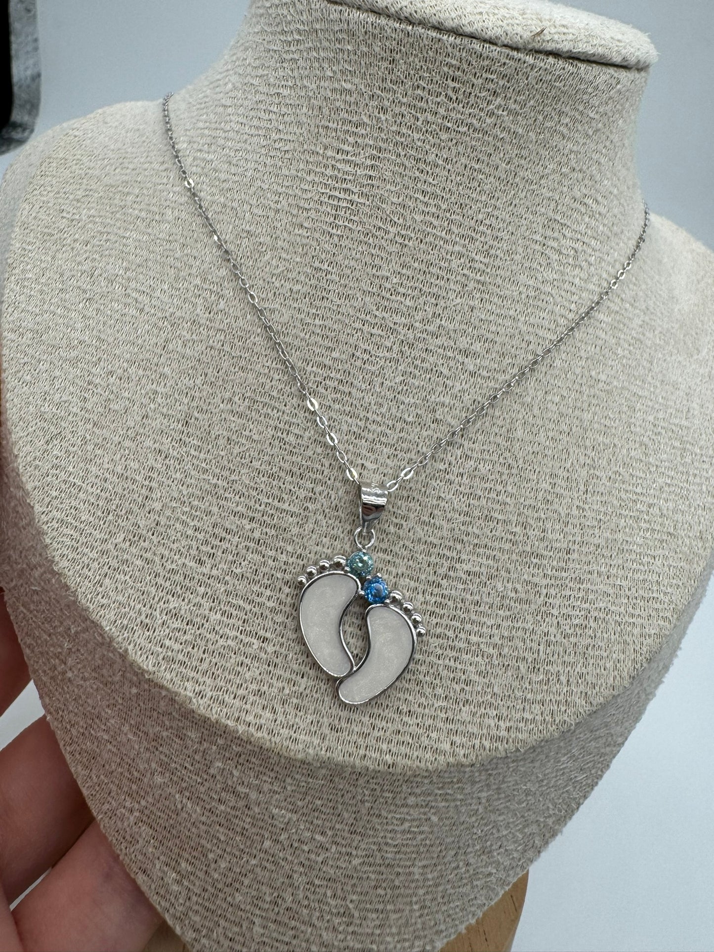Footprint Birthstone Pendant