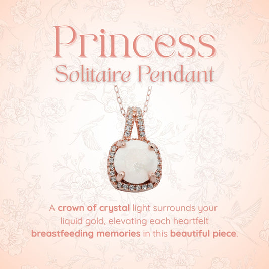 Princess Solitaire Breastmilk Pendant