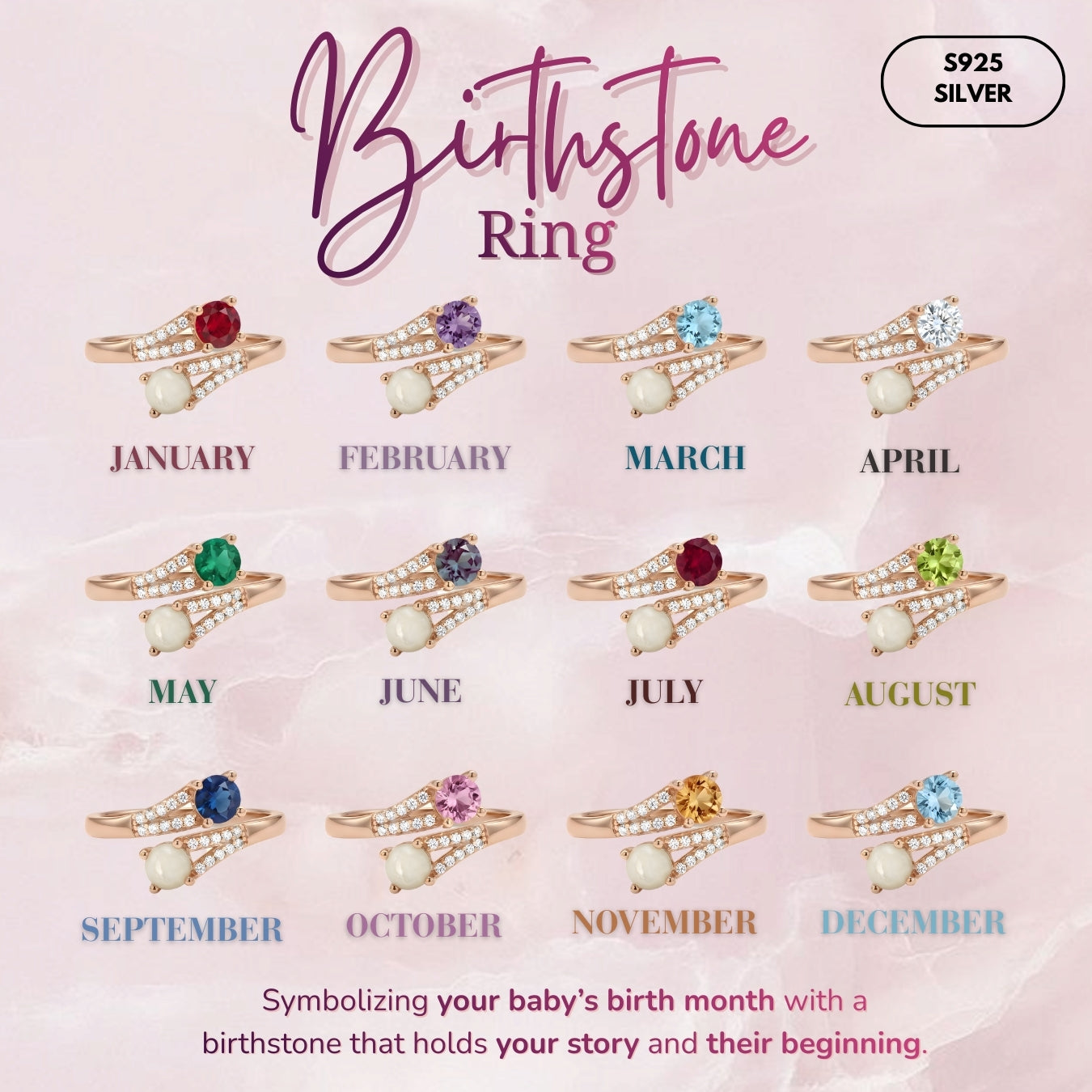 Signature Birthstone Breastmilk Ring