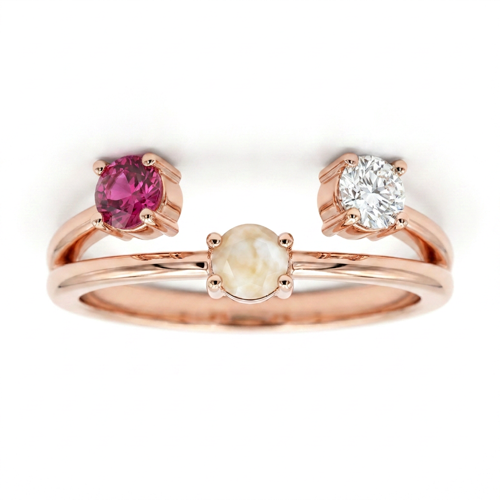 Isabelle Double Birthstone Breastmilk Ring